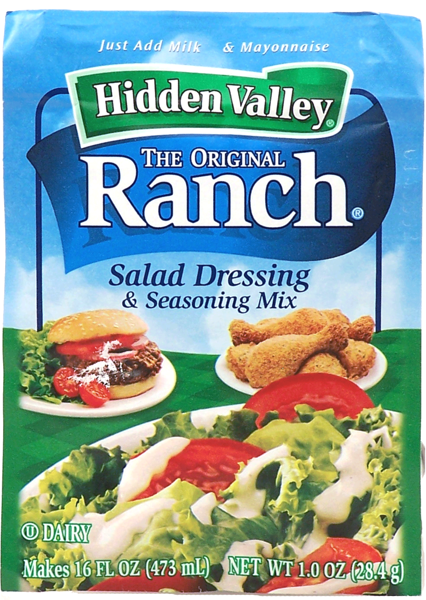 Hidden Valley  original ranch seasoning & salad dressing dry mix just add milk & mayonnaise makes 16 fl. oz. Full-Size Picture